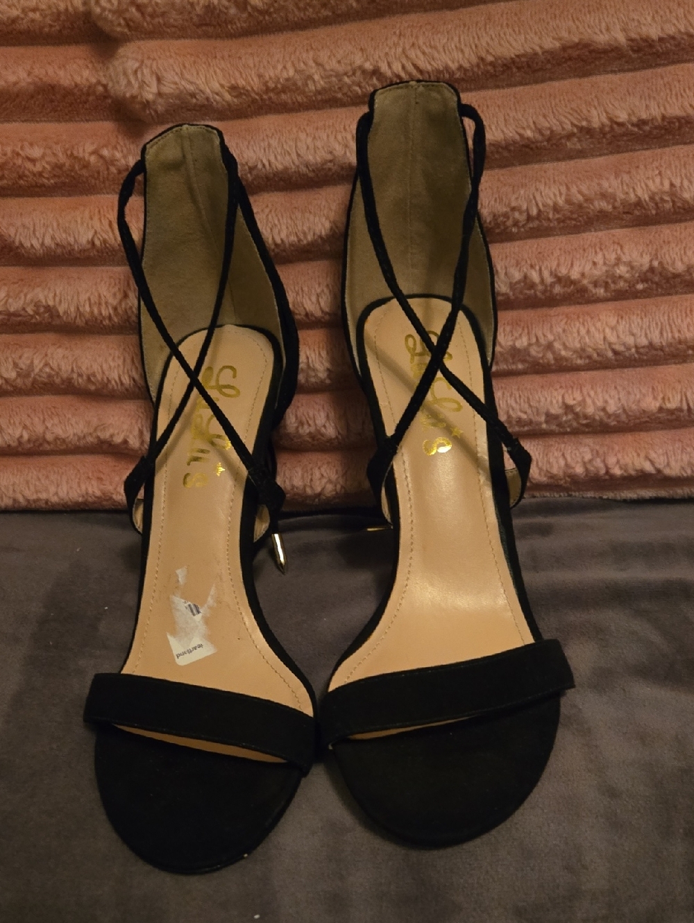 Lulu's Black Suede Lace-Up Heeled Sandals